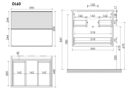 Тумба под раковину Sancos DELTA DL60GR 60х40 подвесная цвет коричневый
